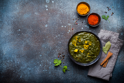 Palak paneer with moong dal curry