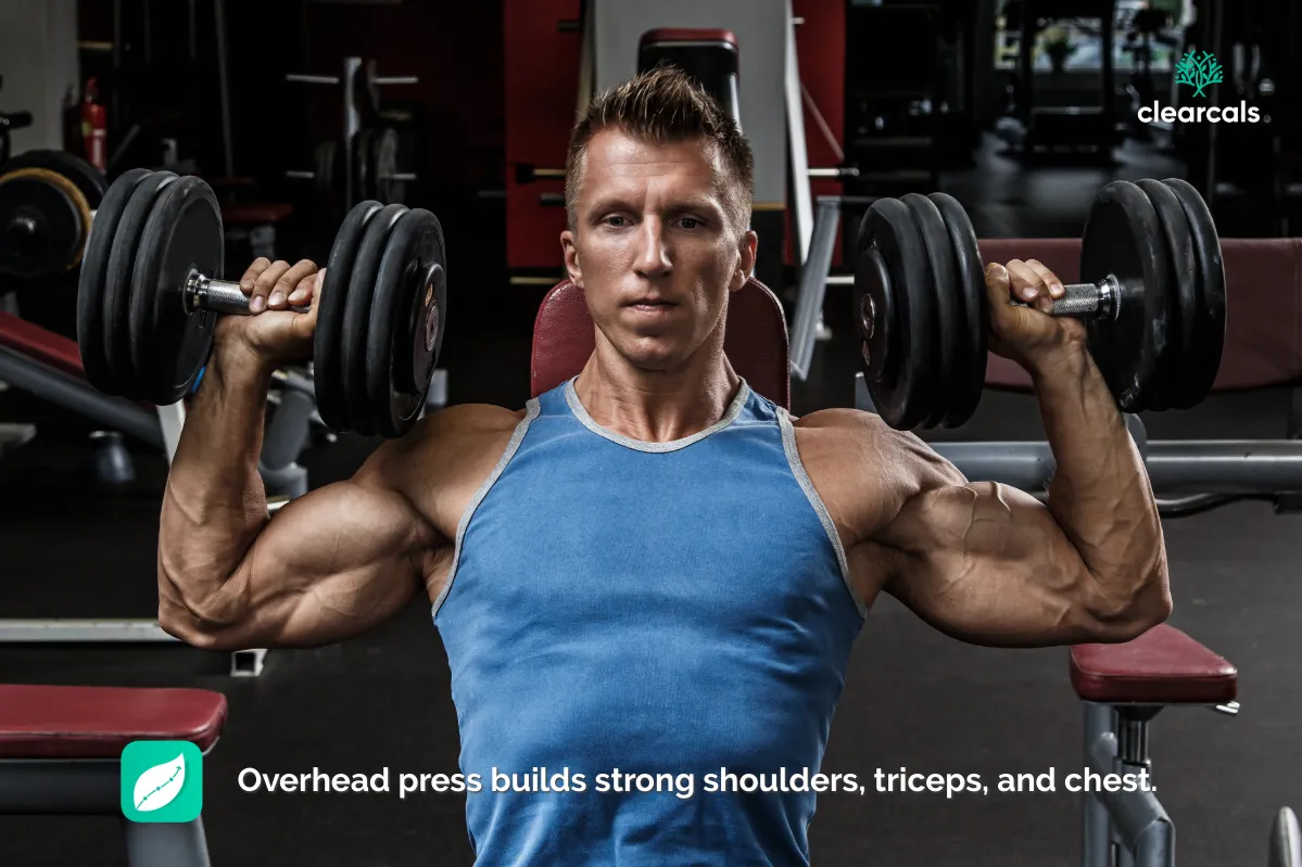 Effective_Strength_Training_Exercises_for_Muscle_Growth_Overhead_Press Overhead press builds stronger shoulders, trcieps and chest.