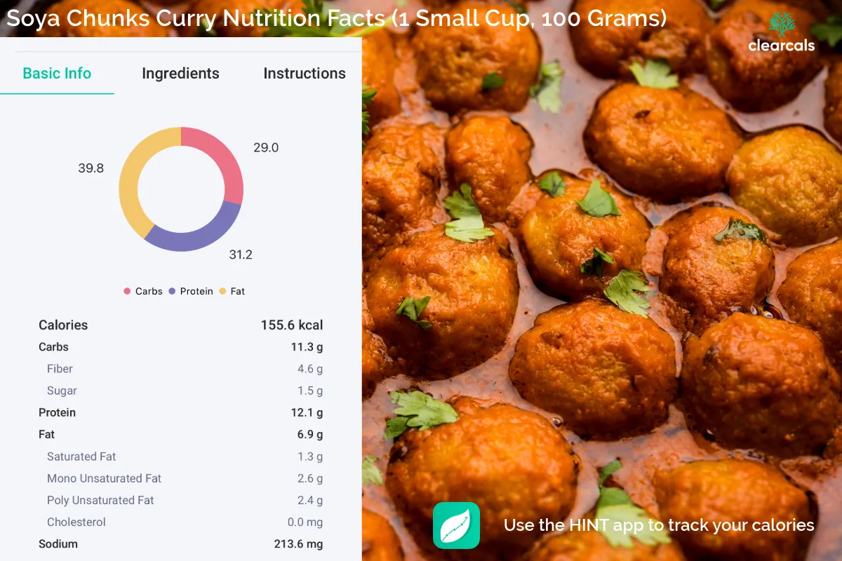 Soya_Chunks_Curry_Calories 100 grams of soya chunks curry contains 157 calories