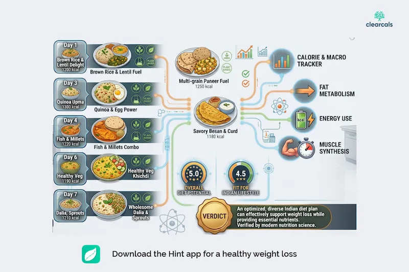 7-Day Weight Loss Diet Plan for Indians (with Calorie Counts)