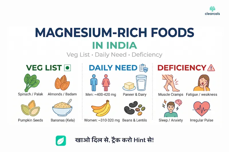 मैग्नीशियम किसमें पाया जाता है? भारतीय खाने की सूची