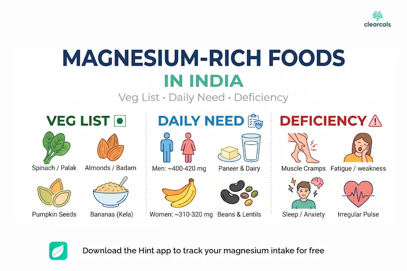 Magnesium Rich Foods in India: Veg List, Daily Need, Deficiency