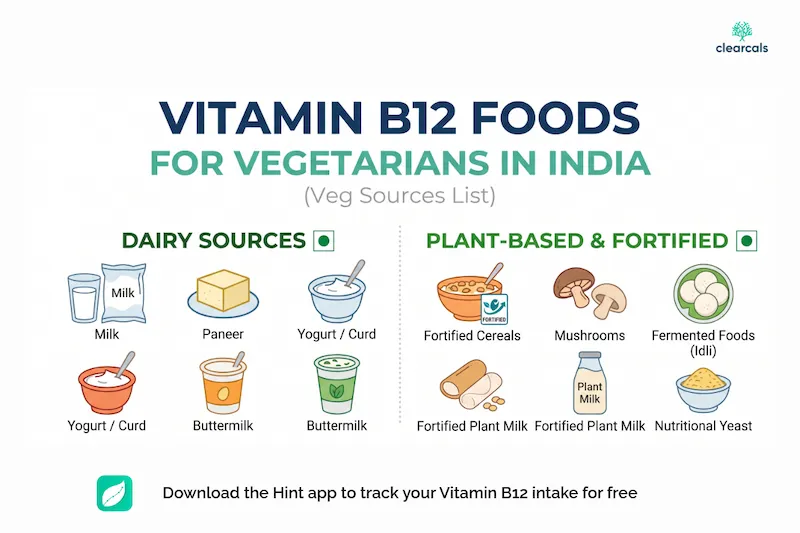 Vitamin B12 Foods for Vegetarians in India (Veg Sources List)