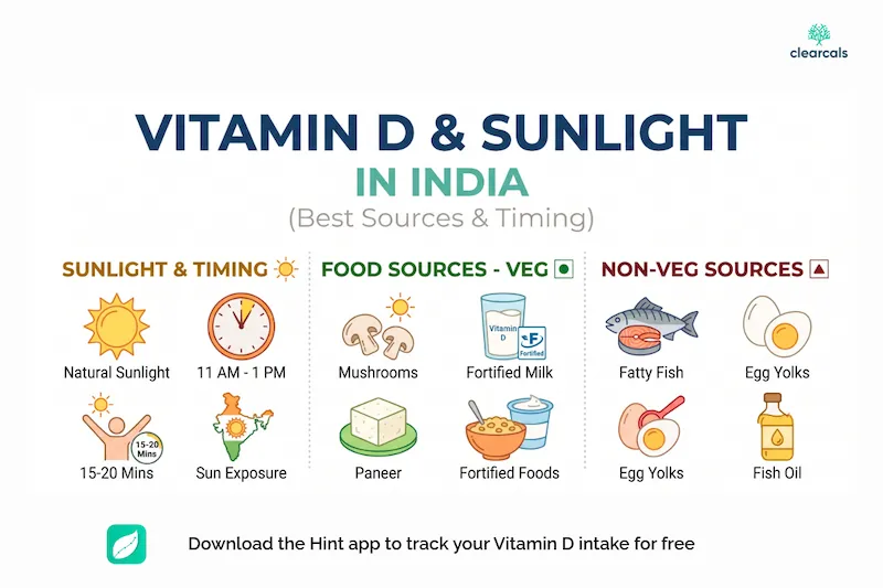 Vitamin D Foods & Sunlight in India: Best Sources & Timing