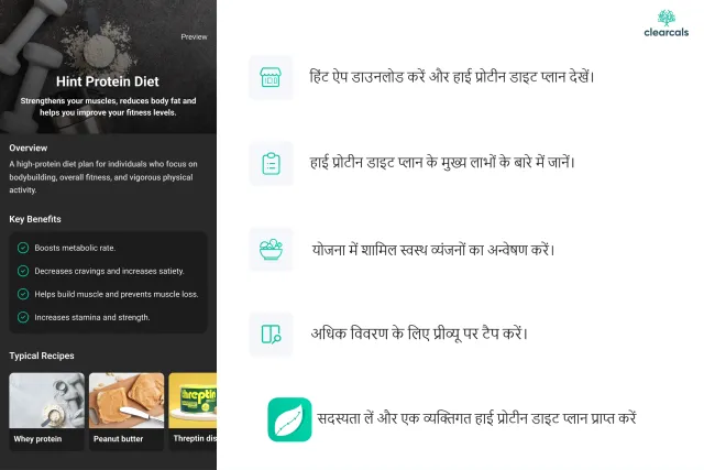 weight gain diet chart in hindi हिंट वेट गेन डाइट चार्ट (Hint High Protein Diet Plan) एक लोकप्रिय आहारिक पद्धति है जो व्यक्तियों के लिए है जो मांसपेशियाँ बनाना चाहते हैं और अपने फिटनेस लक्ष्यों को प्राप्त करना चाहते हैं।