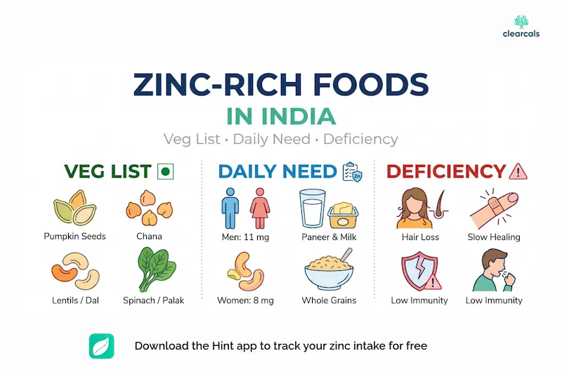 Zinc Rich Foods in India: Veg List, Daily Need, Deficiency