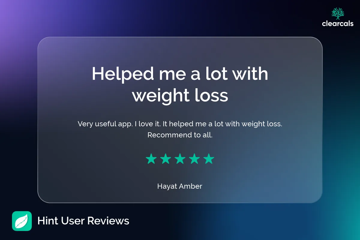 Hint_User_Reviews_8 Very useful app. I love it. It helped me a lot with weight loss. Recommend to all.